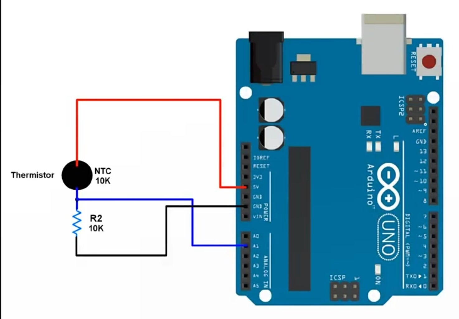 Temperature Sensor Using Thermistor With Arduino Uno : 4 Steps ...