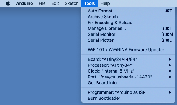 ATtiny84A Settings