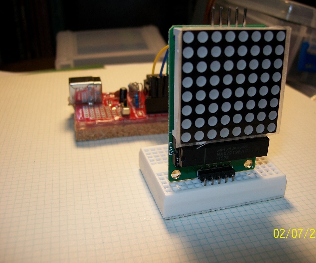 V-USB ATtiny85 Project Board and an 8x8 Red LED Matrix Display