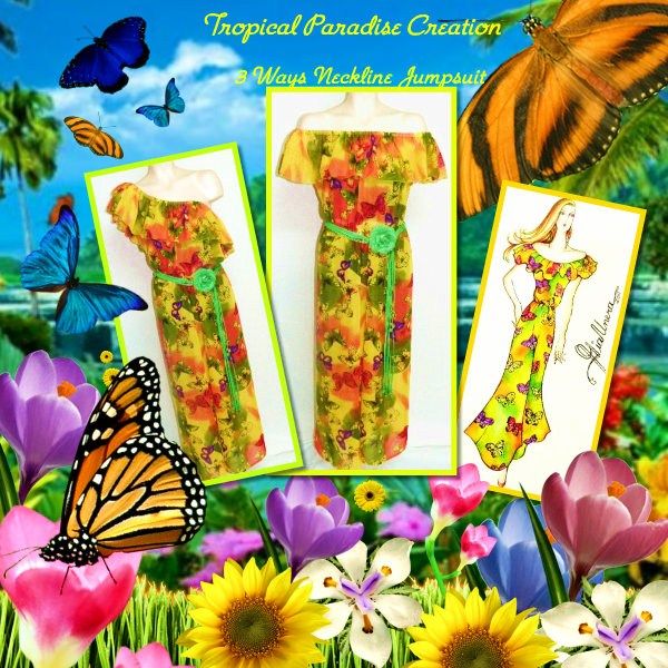 Tropical Paradise Jumpsuit - 3 Way Neckline