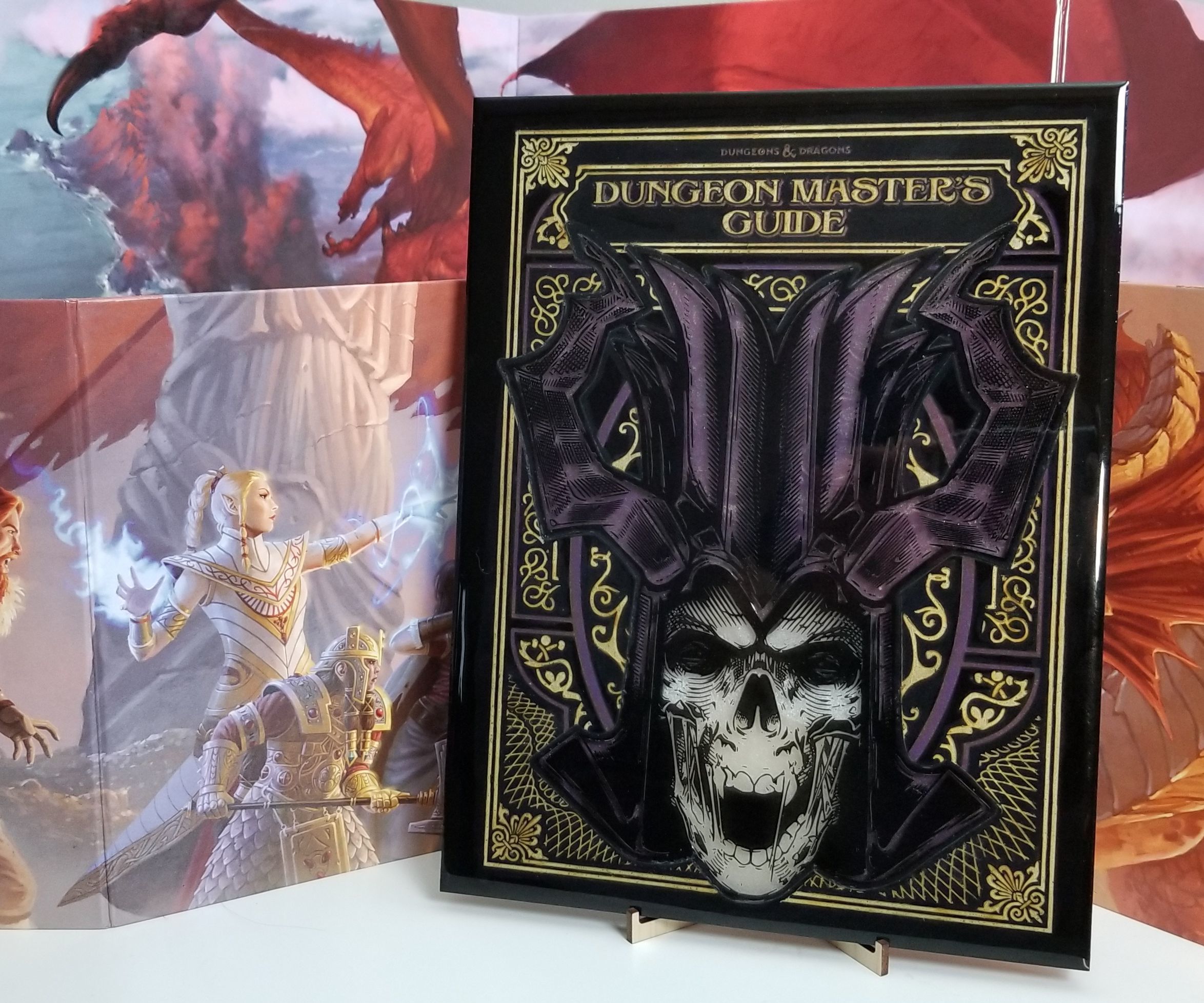 Dungeon Masters Guide Cover Art Made From Wood and Resin
