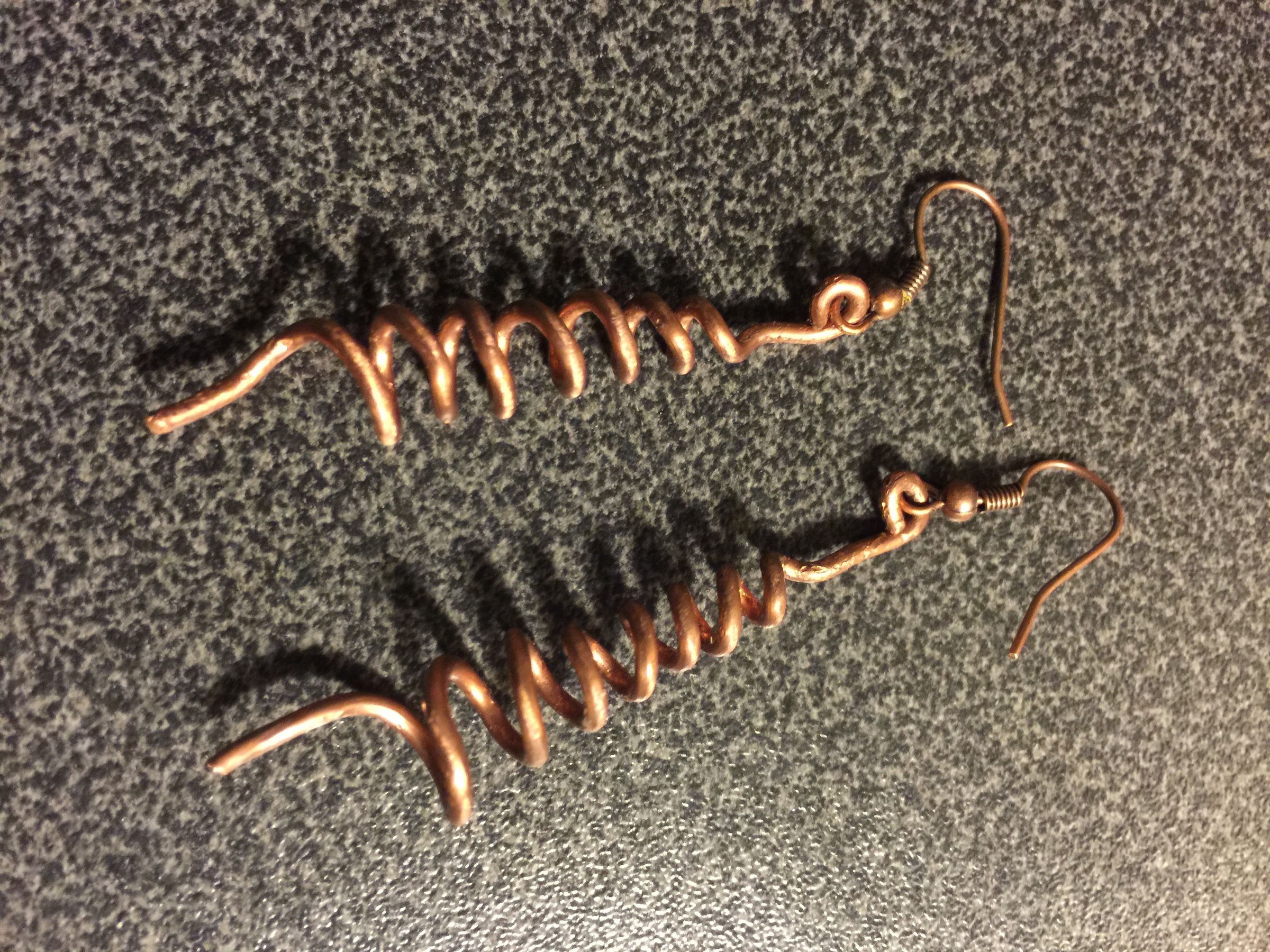 DIY Super Chic Copper Corkscrew Earrings