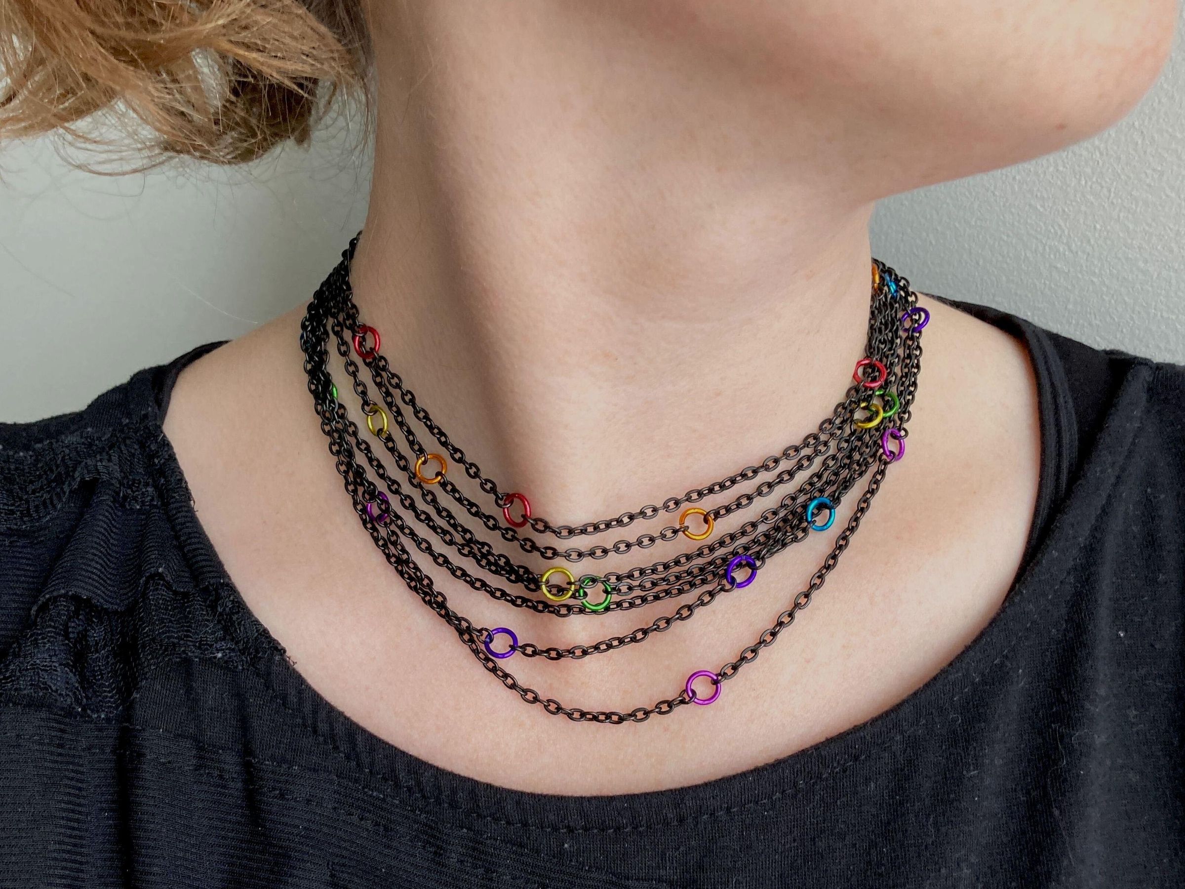 Layered Rainbow Jump Ring Necklace 7 Steps (with Pictures