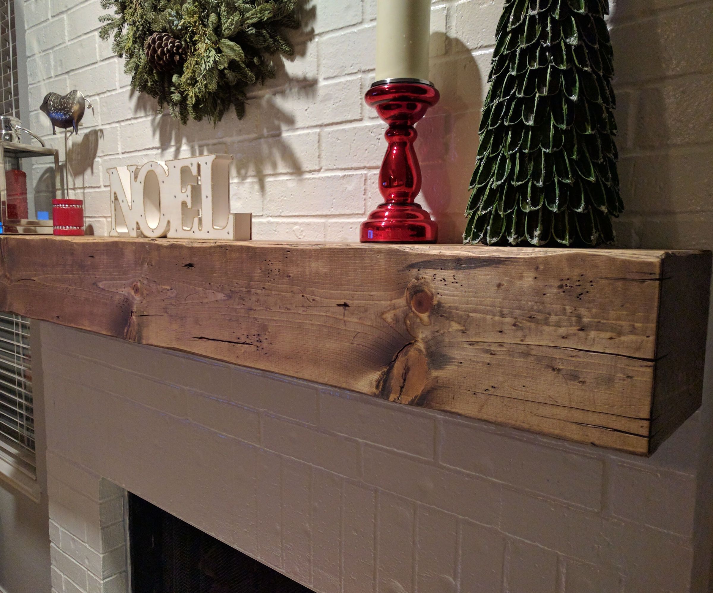Wood Beam Fireplace Mantel