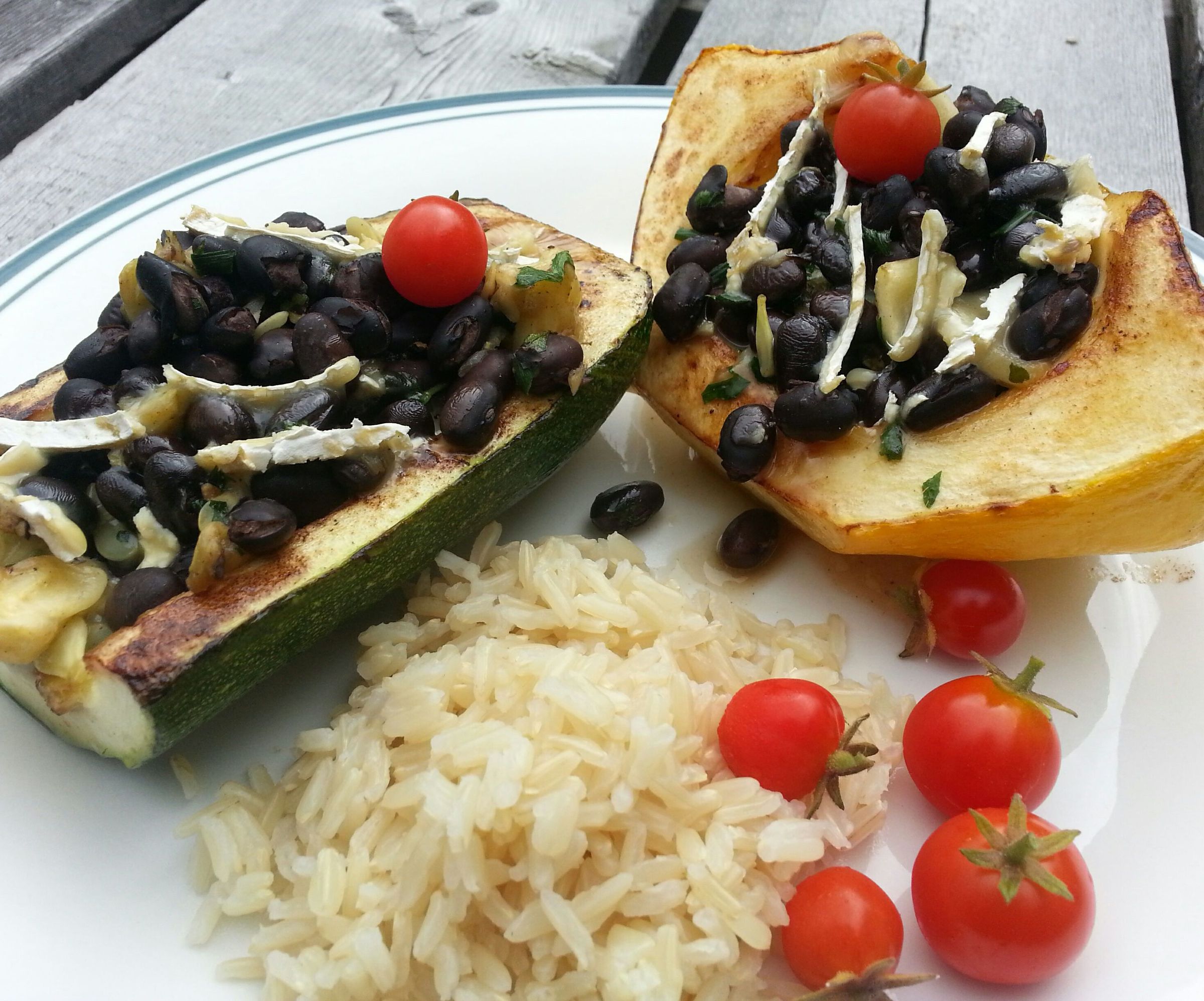 Black Bean Stuffed Garden Squash With Brie