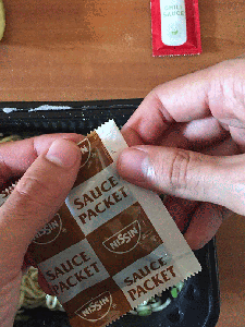 Sauce! Open Both Sauce Bag.
