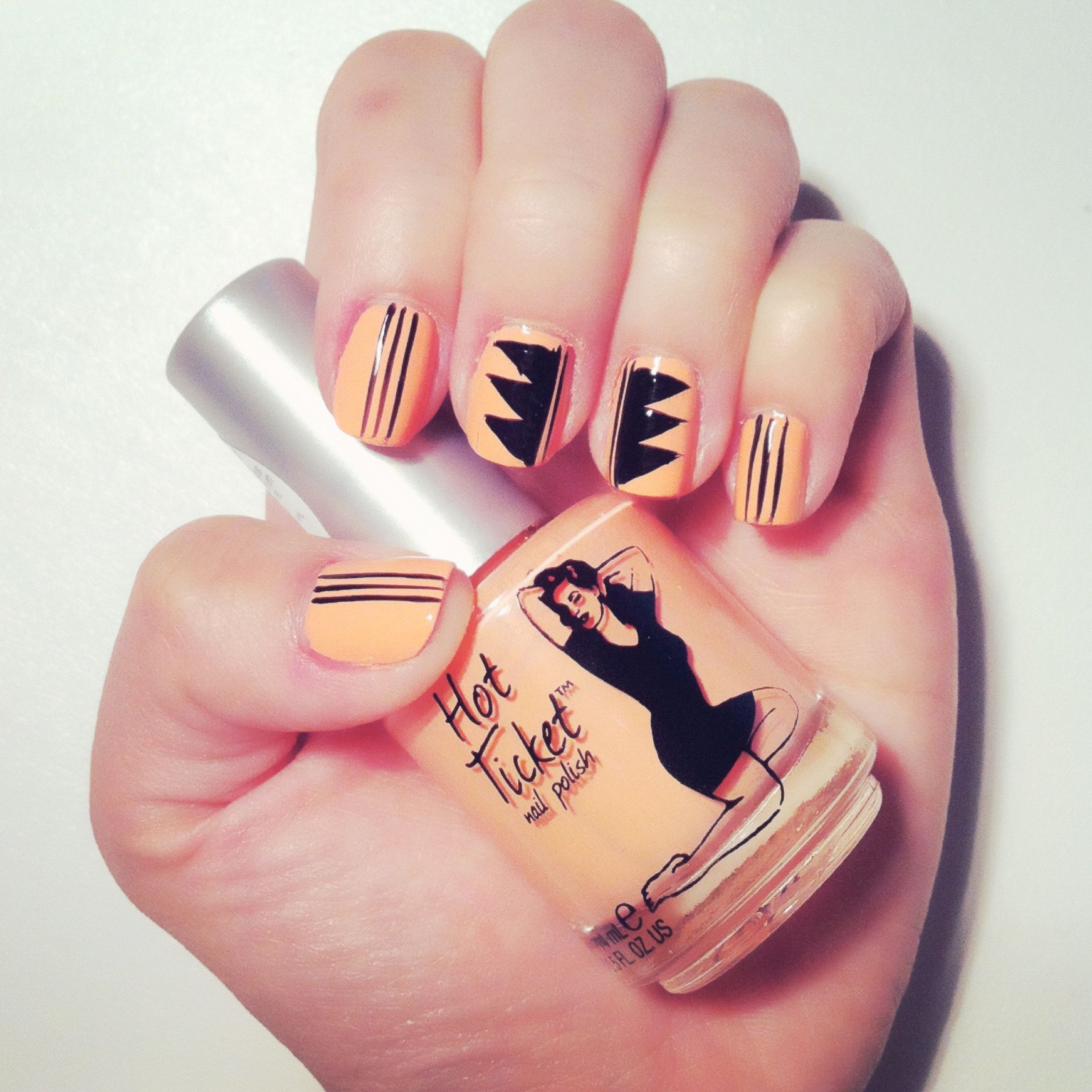 Fashion Inspired Nail Design #1 - Coral & Black