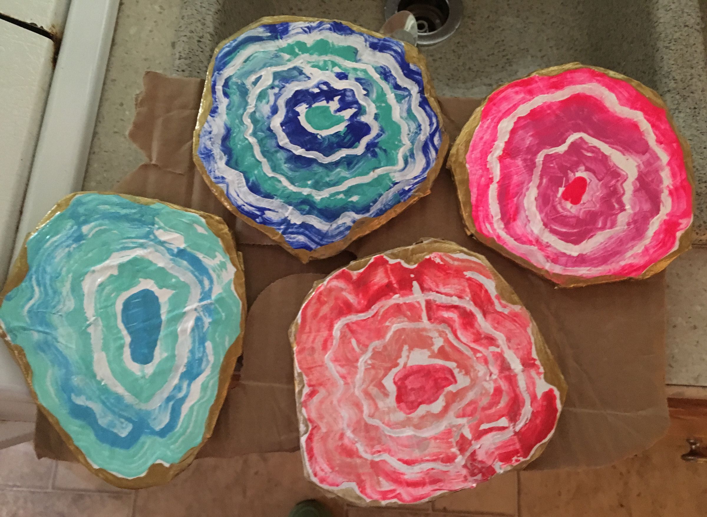 Faux Agate Slice Coasters (Cardboard Style)