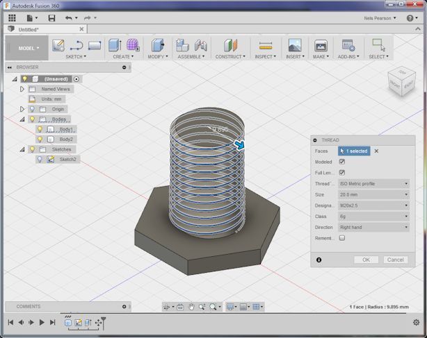 Threaded Nut and Bolt With Fusion 360 : 11 Steps (with Pictures ...