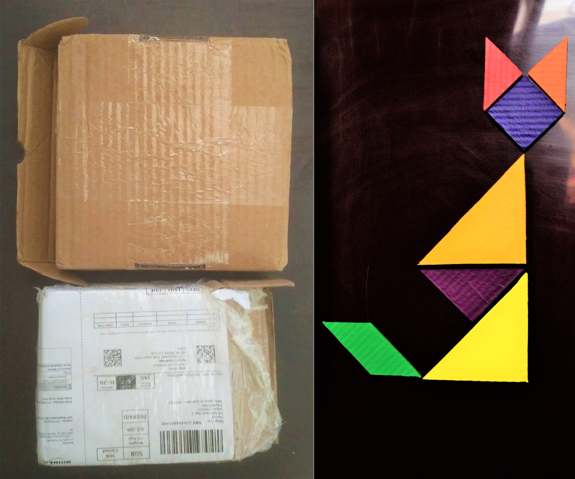 Tangram Fridge Magnets Using Waste Cardboard Box