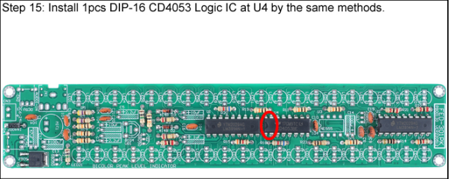 Install 1pcs DIP-16 CD4053 Logic IC at U4 by the Same Methods