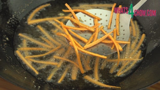 Deep-frying the Pork and Carrots