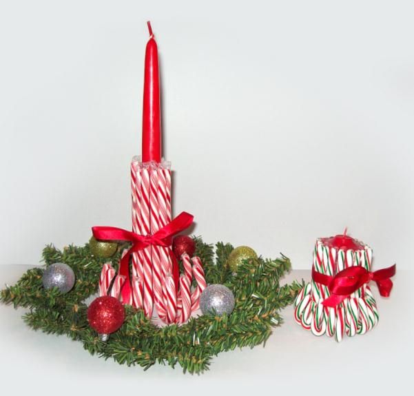 Christmas Craft: Candy Cane Candlestick Holders