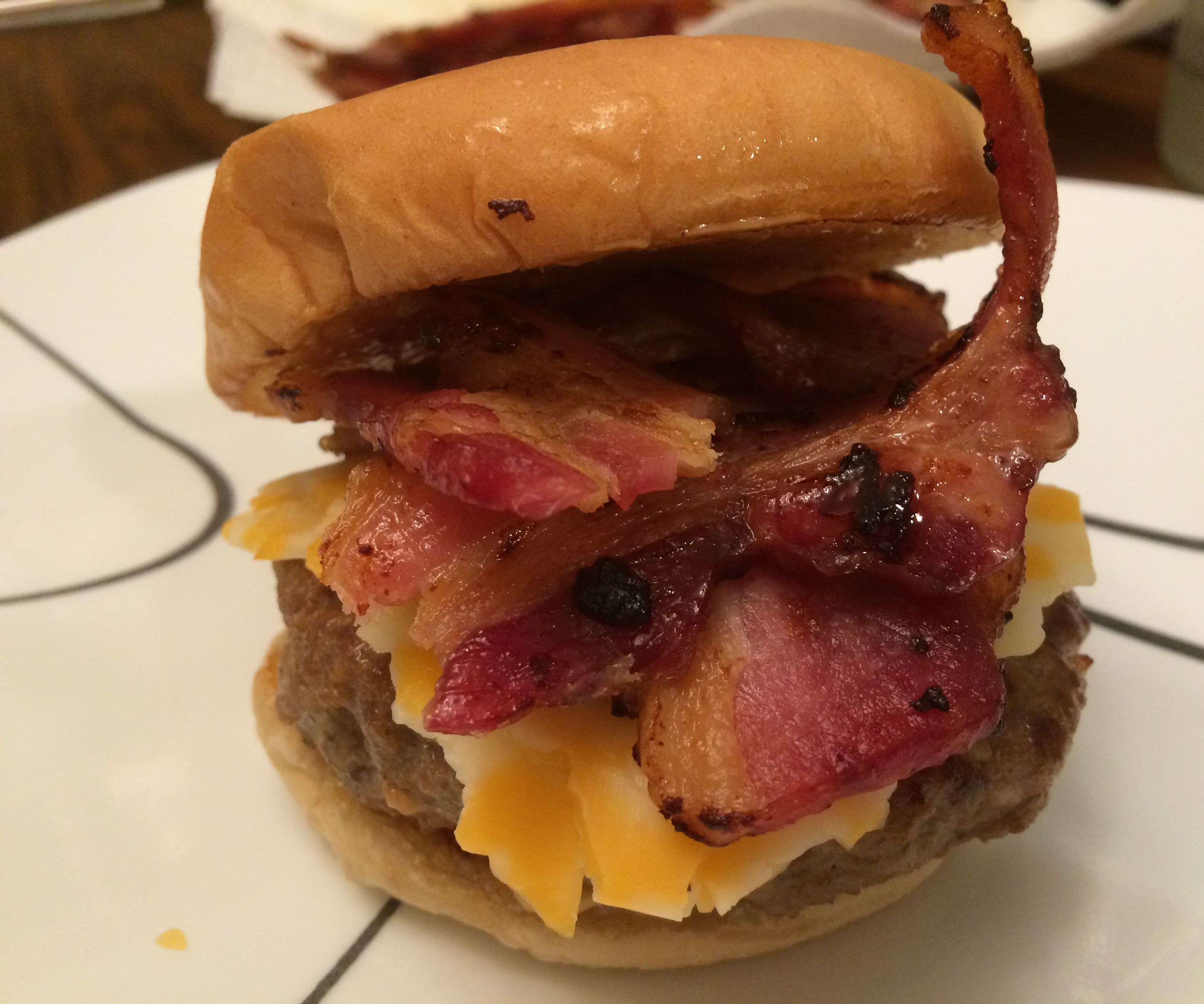 Super Juicy Pork Burger With Bacon and Mushrooms