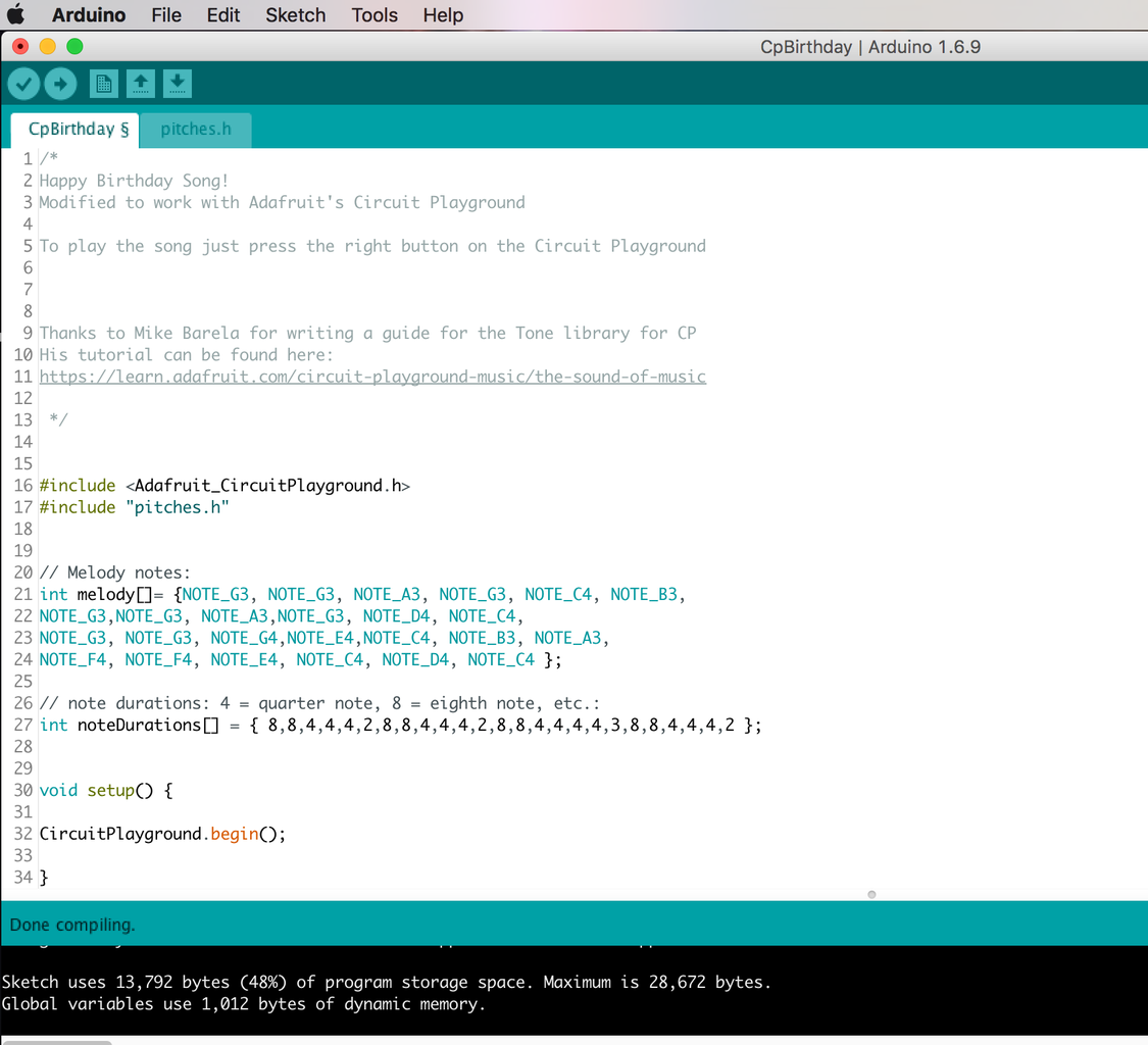 Happy Birthday Tune Using Circuit Playground : 3 Steps - Instructables