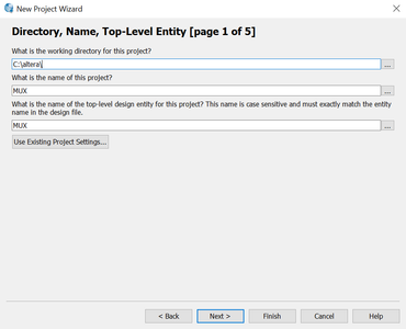 Creating a Project Using Quartus II