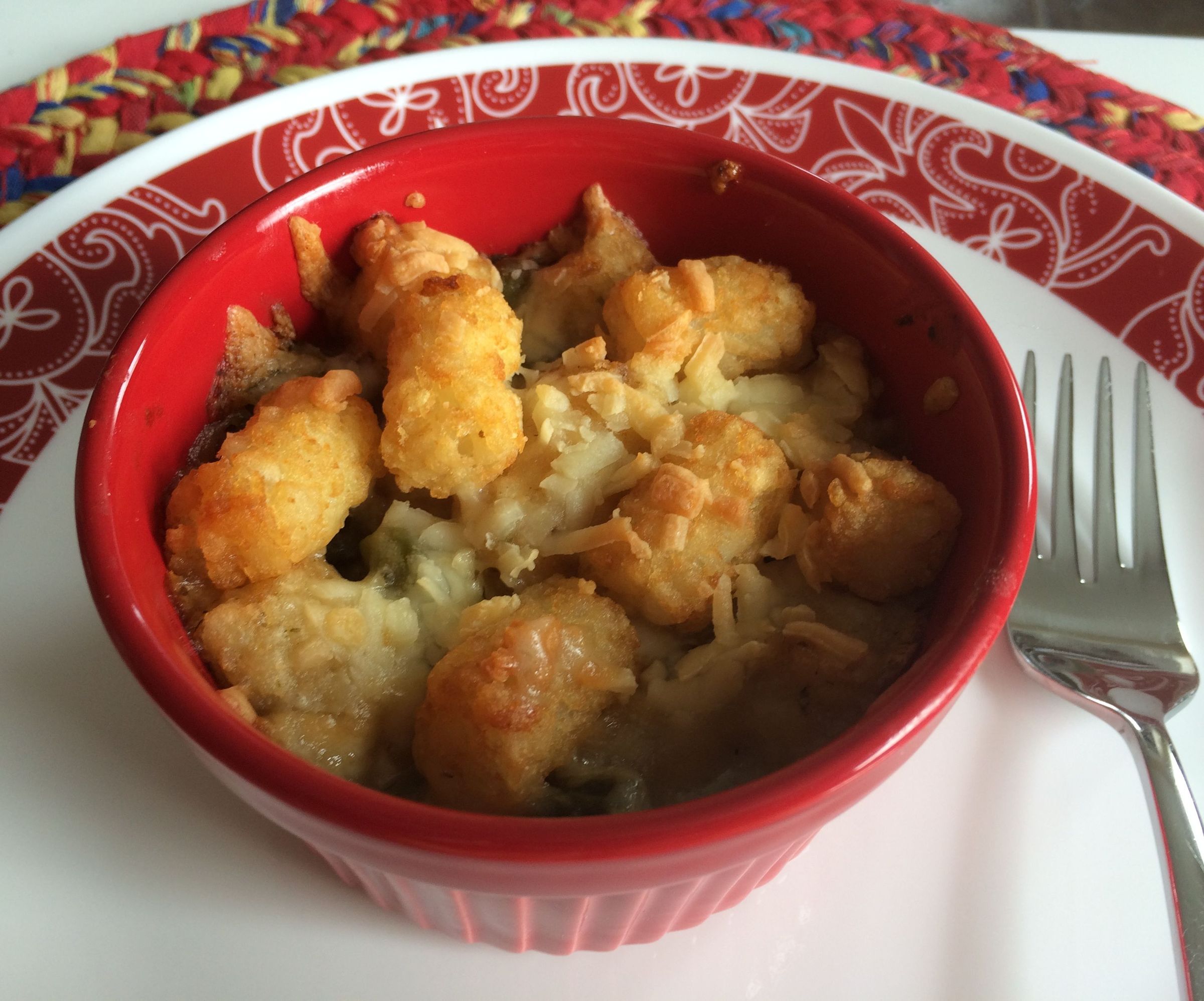 Vegetarian Tater Tot Casserole for 1