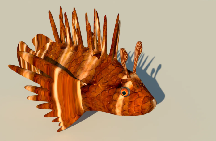 Adding Texture to a Lion Fish Using 3D CAD Software
