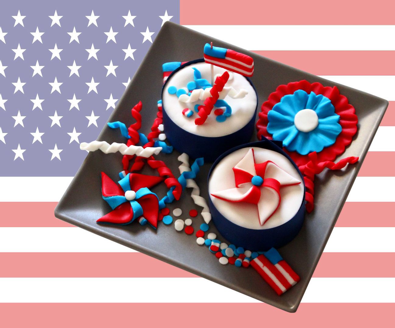  4th July Independence Day Cupcake Toppers