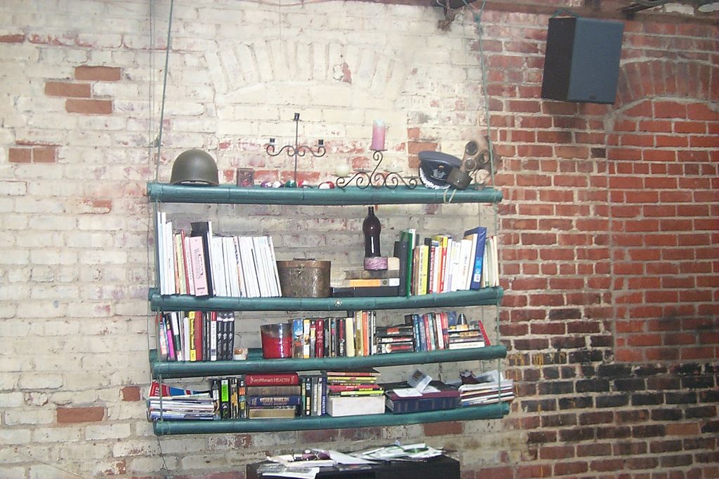 Hanging Bookshelf From Cardboard Tubes