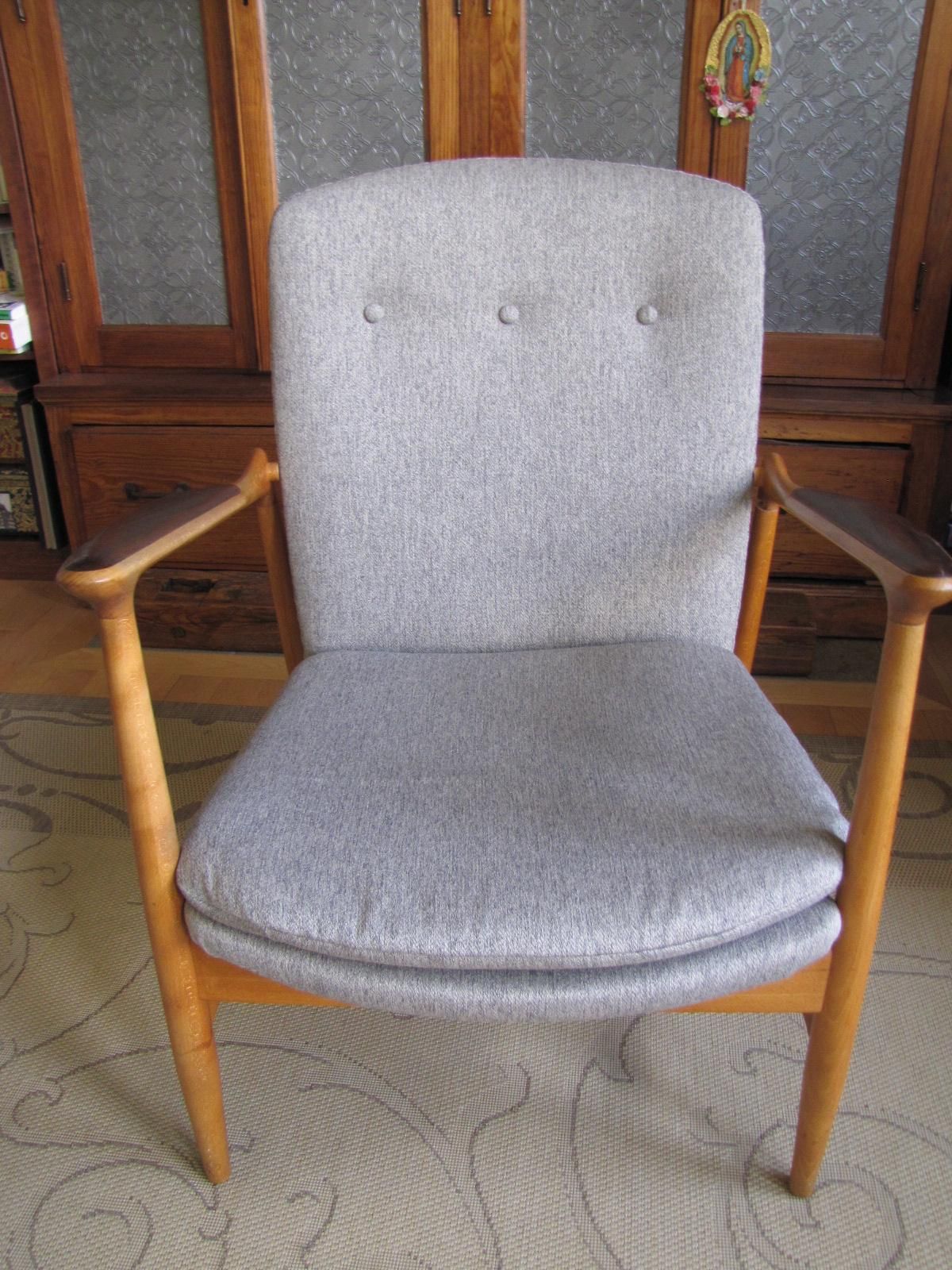 TWO FINN JUHL CHAIRS DOCUMENTING ORIGINAL MATERIALS, AND