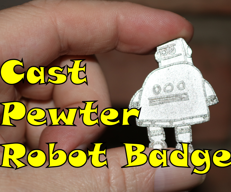 Cast Pewter Robot Badge