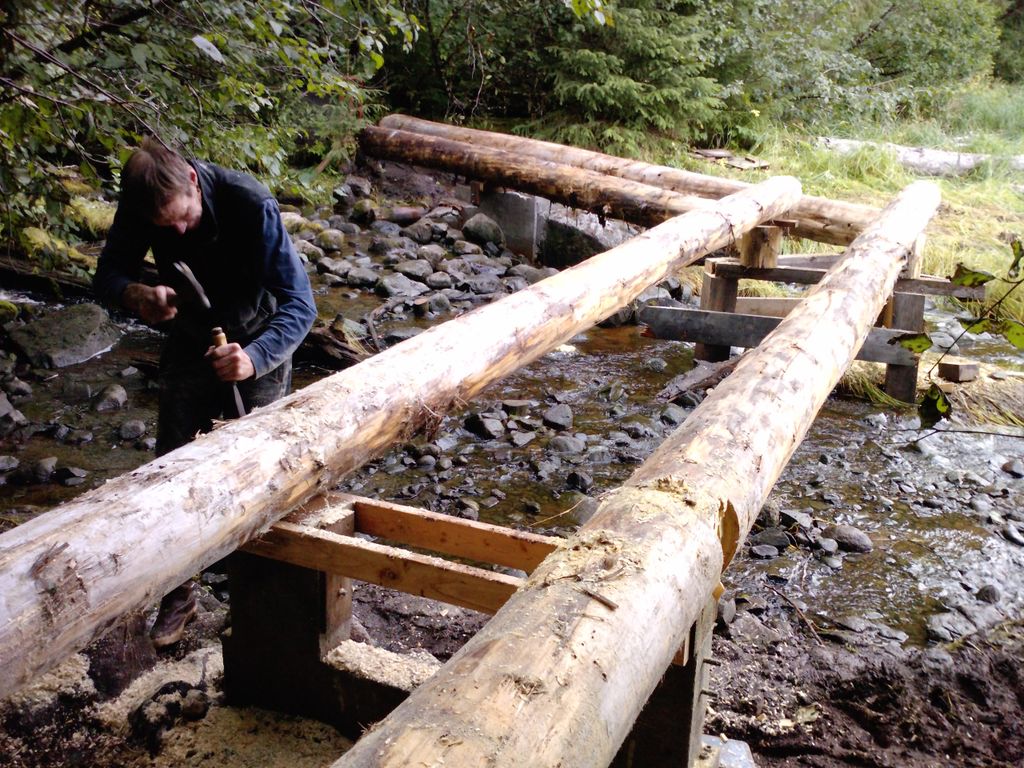 Log Bridge Construction Giant Timber Bridge Of The Moynihan Connector