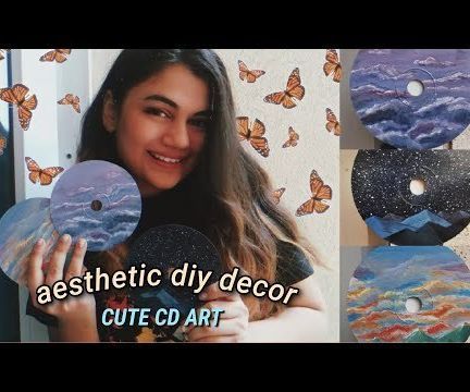 Scrap CDs to Aesthetic Decor (paint Sky on Cds)