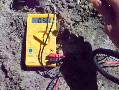Electricity Generated From 2 Wires Stuck Into the Ground or Dirt