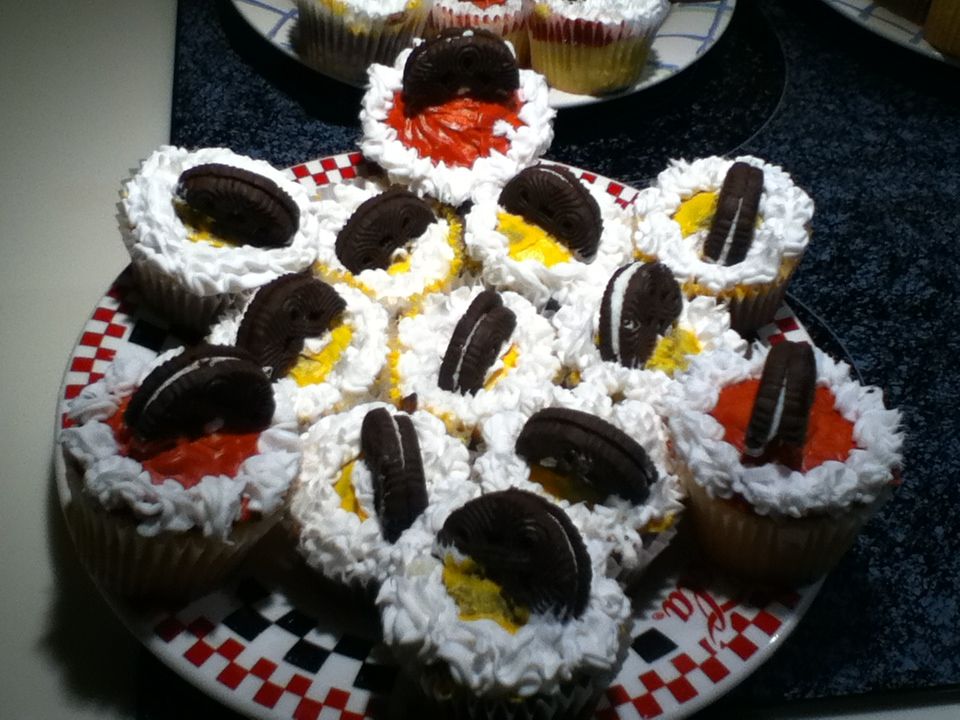 Superbowl team cupcakes!!
