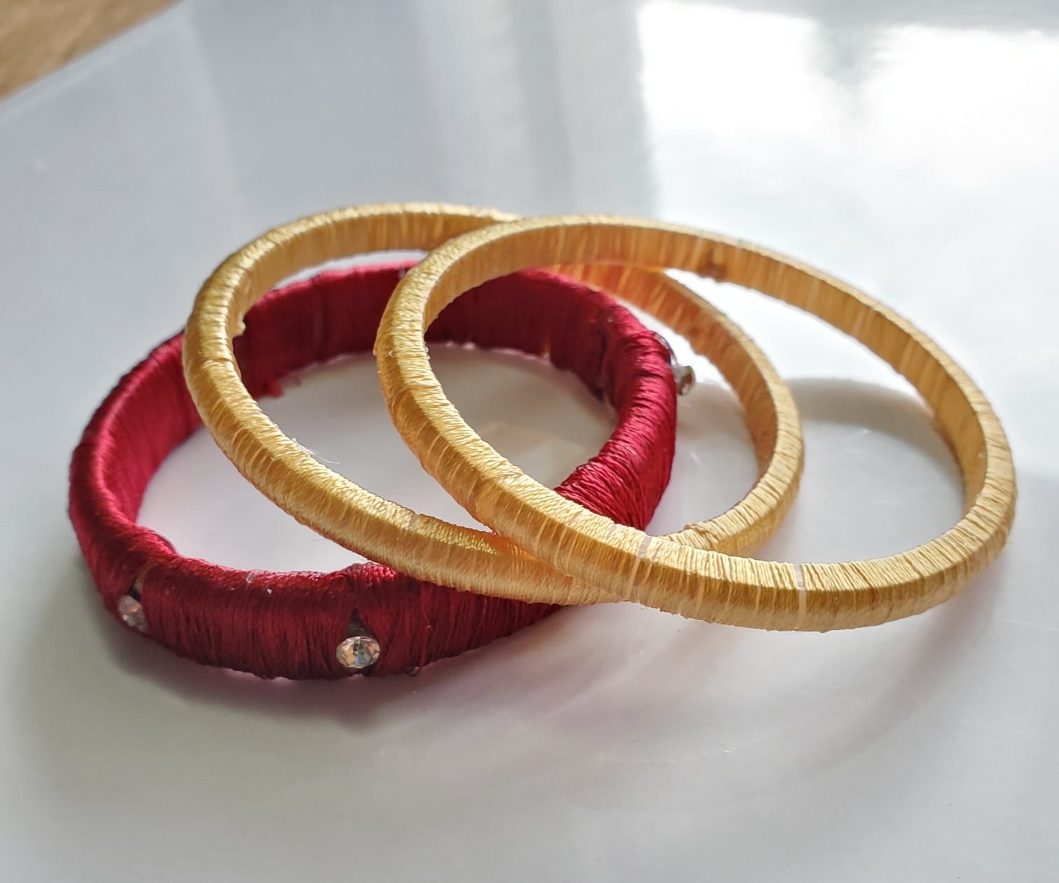 Beautiful & Elegant Threaded Bangles & Earrings Using Shiny Silk Thread!