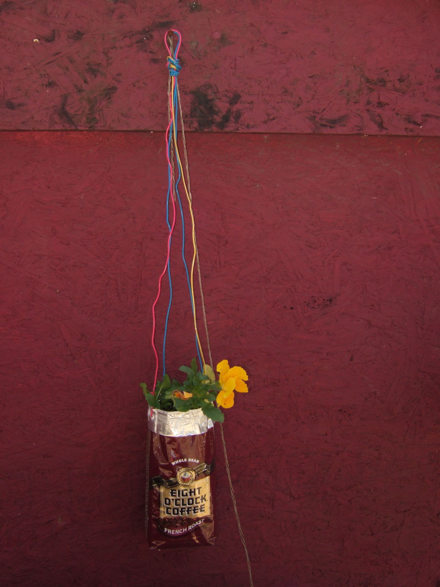 How to Turn a Coffee Bag Into a Hanging Planter.