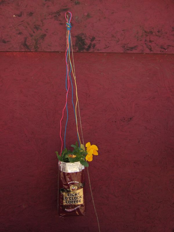 How to Turn a Coffee Bag Into a Hanging Planter.