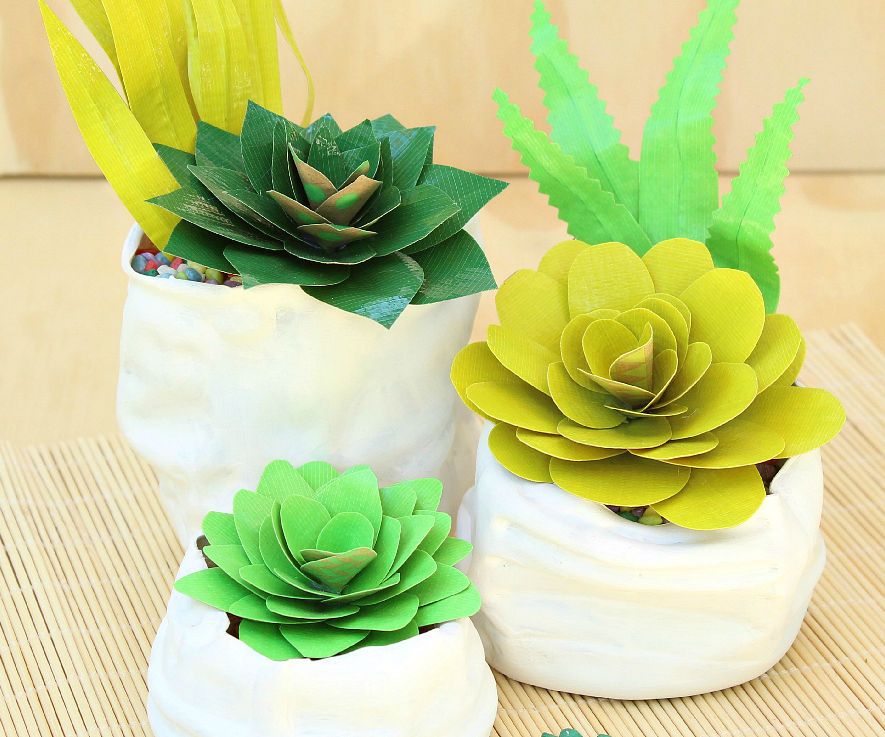Duct Tape Succulents and Faux Pinch Pots