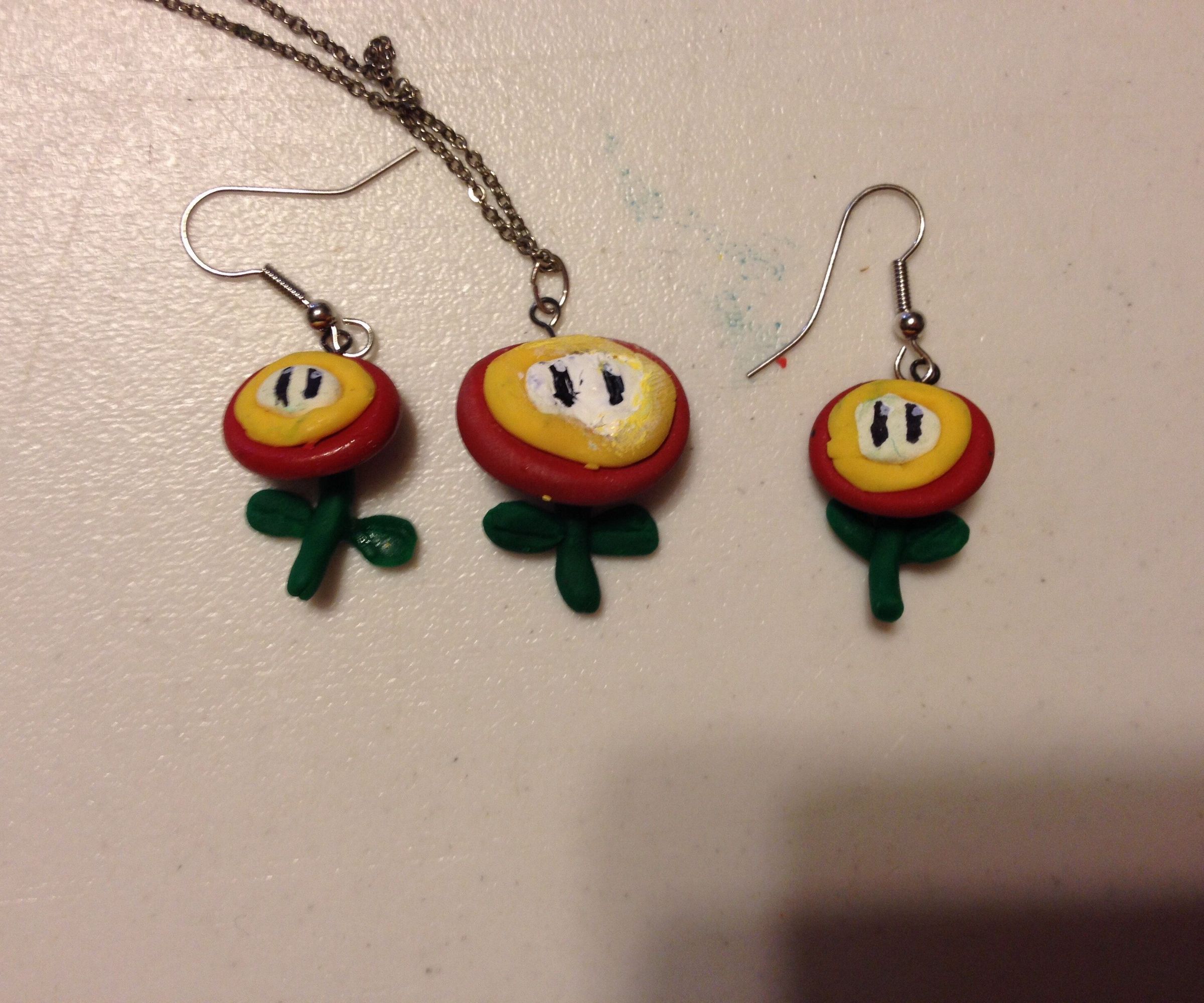 Fire Flower Necklace and Earrings