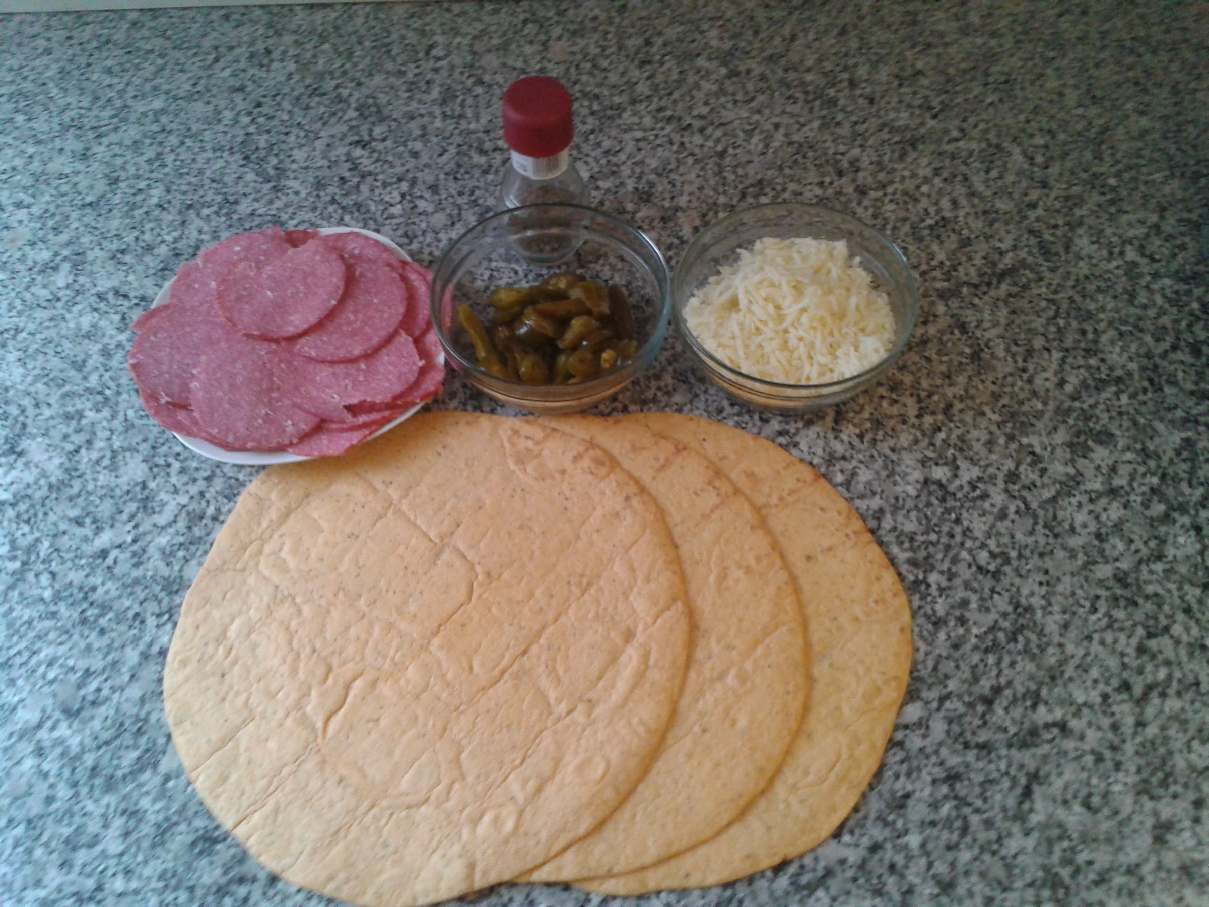 Tomato Basil Tortilla Wraps With Salami, Jalapeno, Mozzarella Recipe