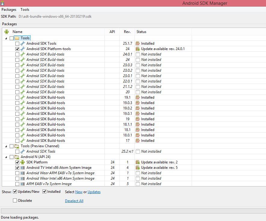 Part 3: Eclipse Mars 2 (SDK Manager)