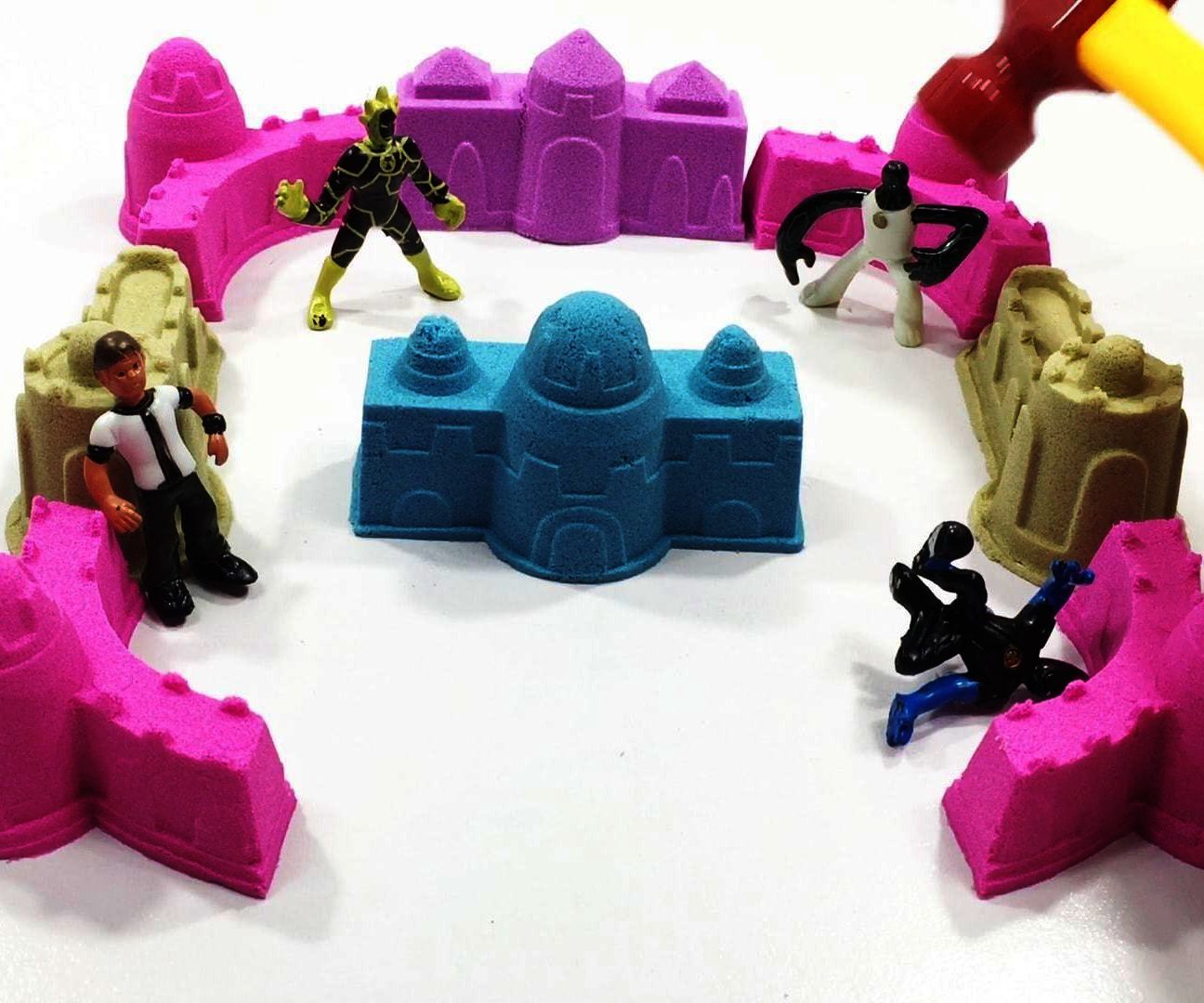 How to Make Kinetic Sand Castle With Ben 10 | Learn Colors for Kids