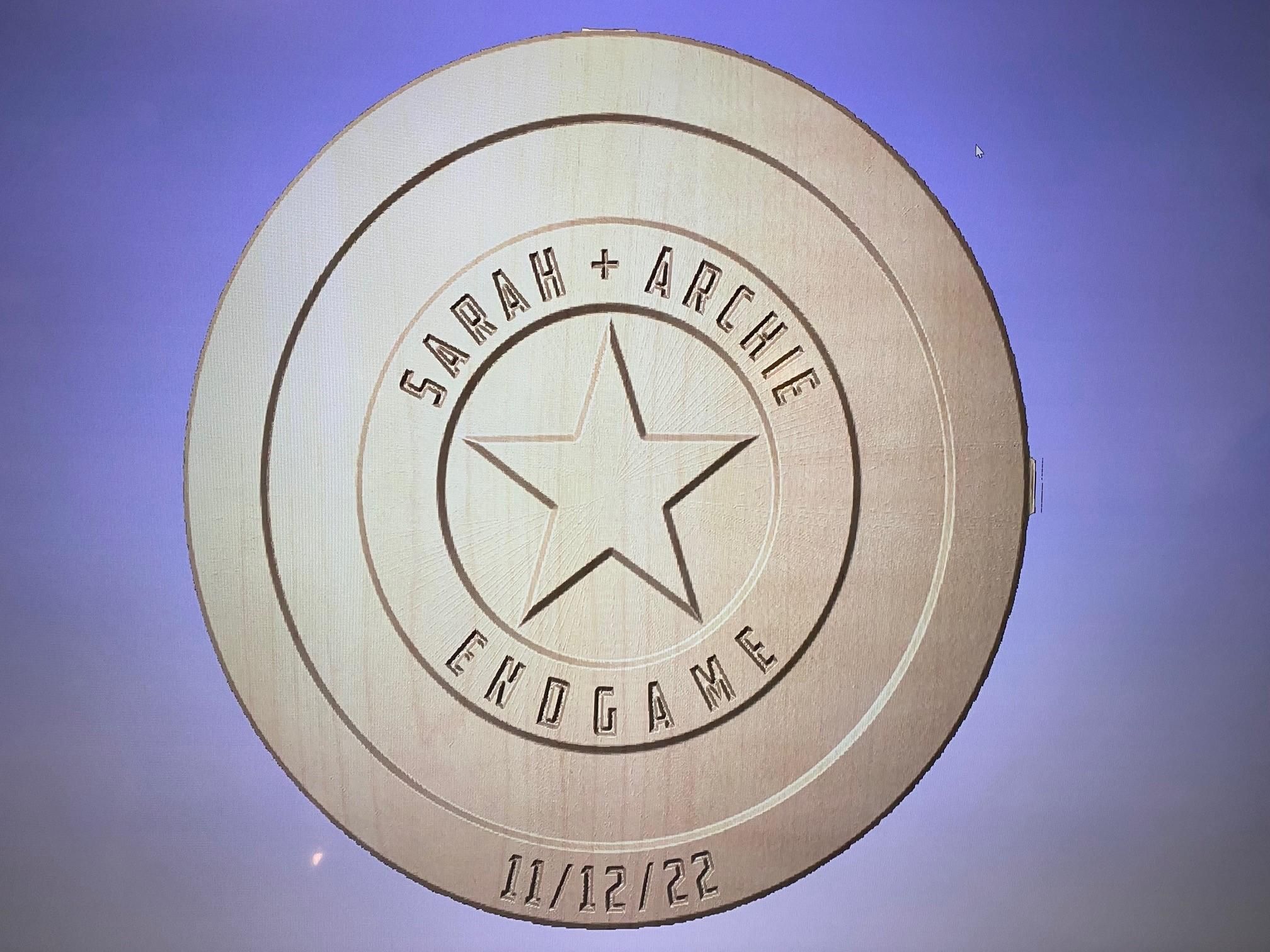 Engraved America Captain 28" Shield With Backlight 4 Steps (with
