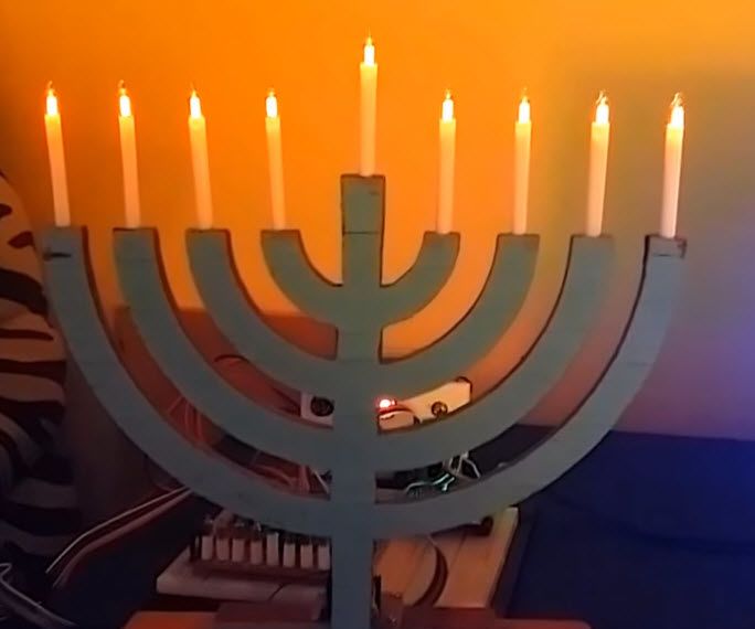 Neon Fire Retro Hanukkah (Menorah) 