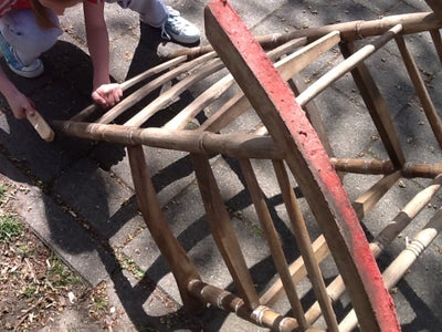 Revamped Rocking Chair With Re-used Insect Screen Ribbons.