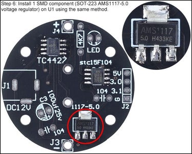 Install 1 SMD Component (SOT-223 AMS1117-5.0 Voltage Regulator) on U1 Using the Same Method