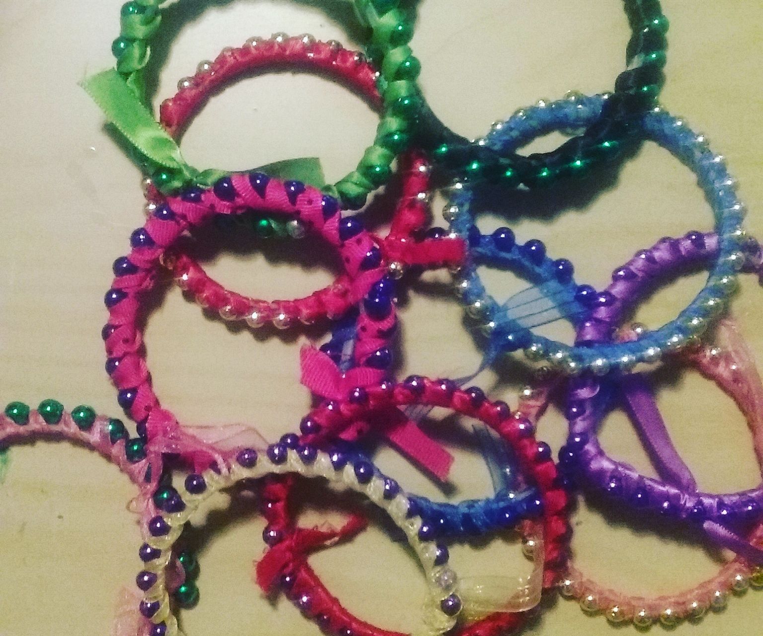 Ribbon Beaded Bangles