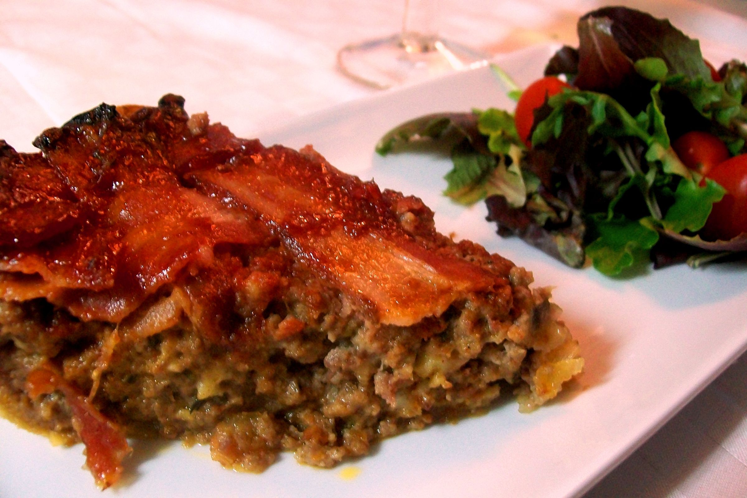 Paradise by the Oven Light(A Savory Meatloaf Pie Topped With a Bacon Lattice)