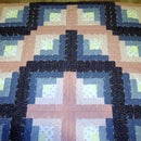 "Pink and Blue Log Cabin" Quilt