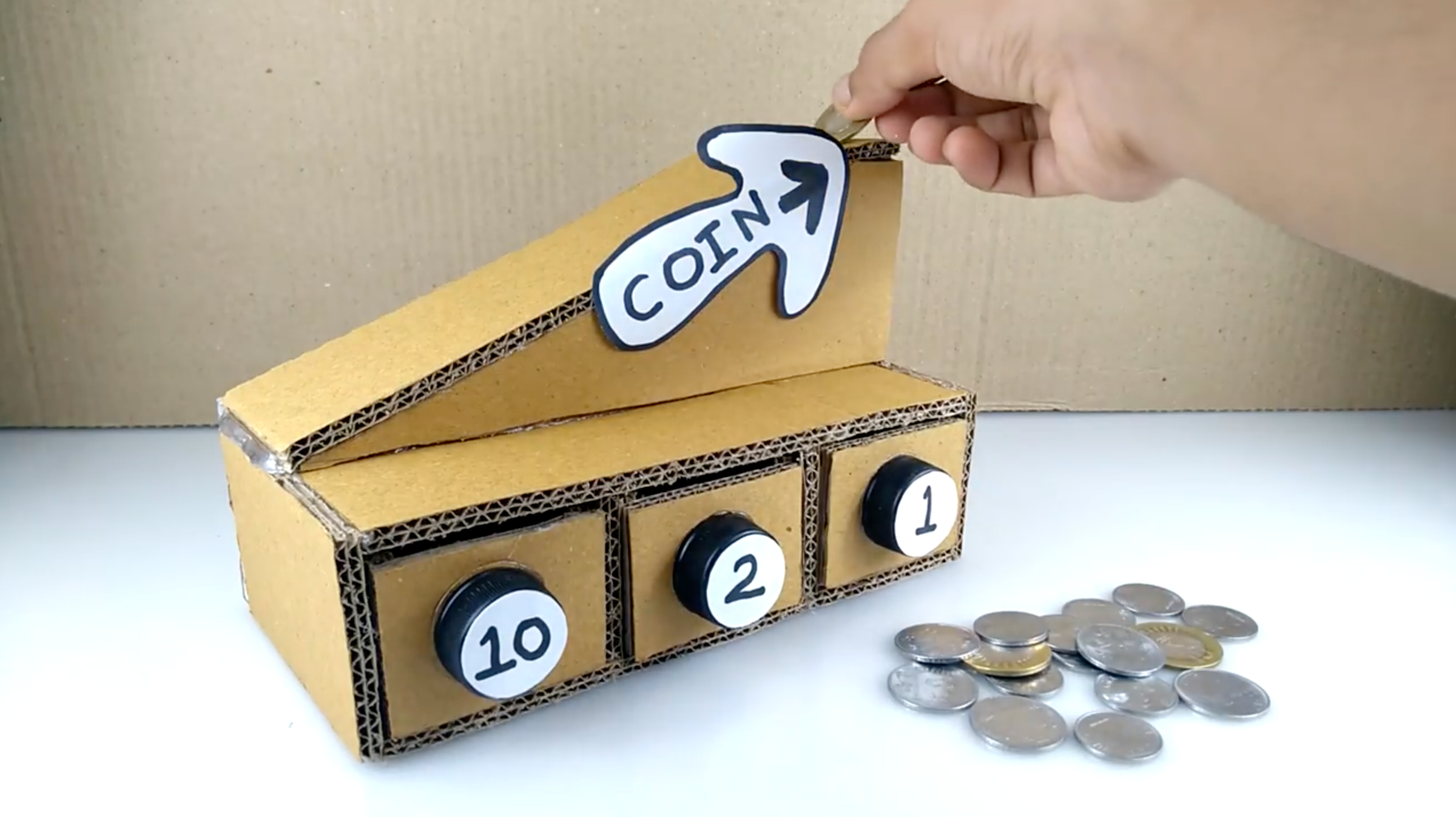 How to Make Coin Sorting Piggy Bank Machine From Cardboard DIY at Home