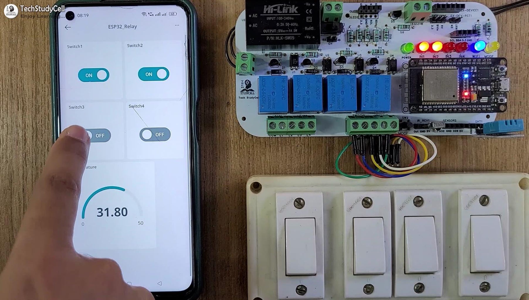 ESP32 Home Automation Using Arduino IoT Cloud Google Assistant : 16 ... Circuit Diagram