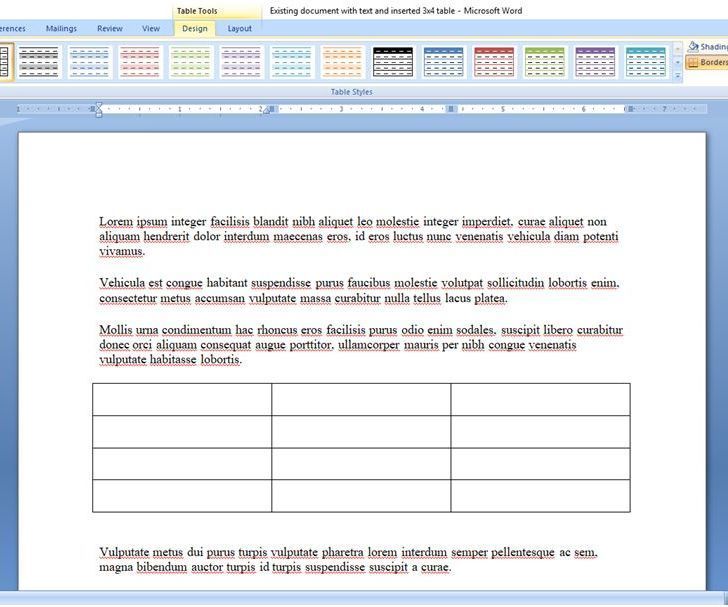How to Create and Insert a Table and Add Additional Columns And/or Rows to That Table in Microsoft Office Word 2007