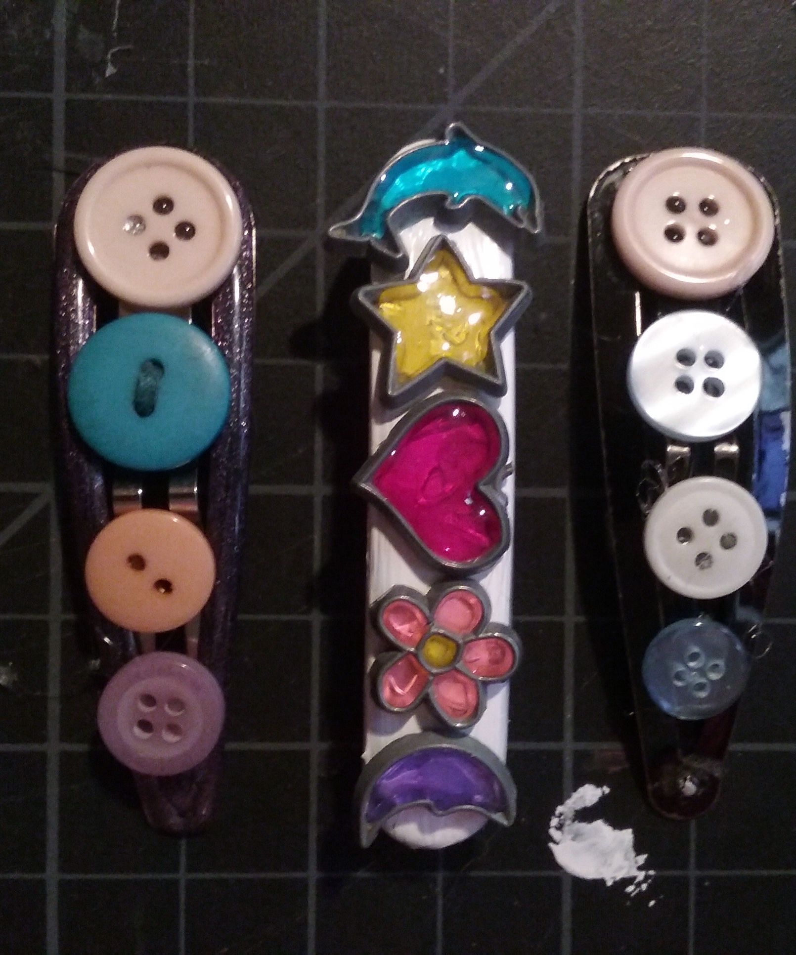 Button & Charm Hair Clips