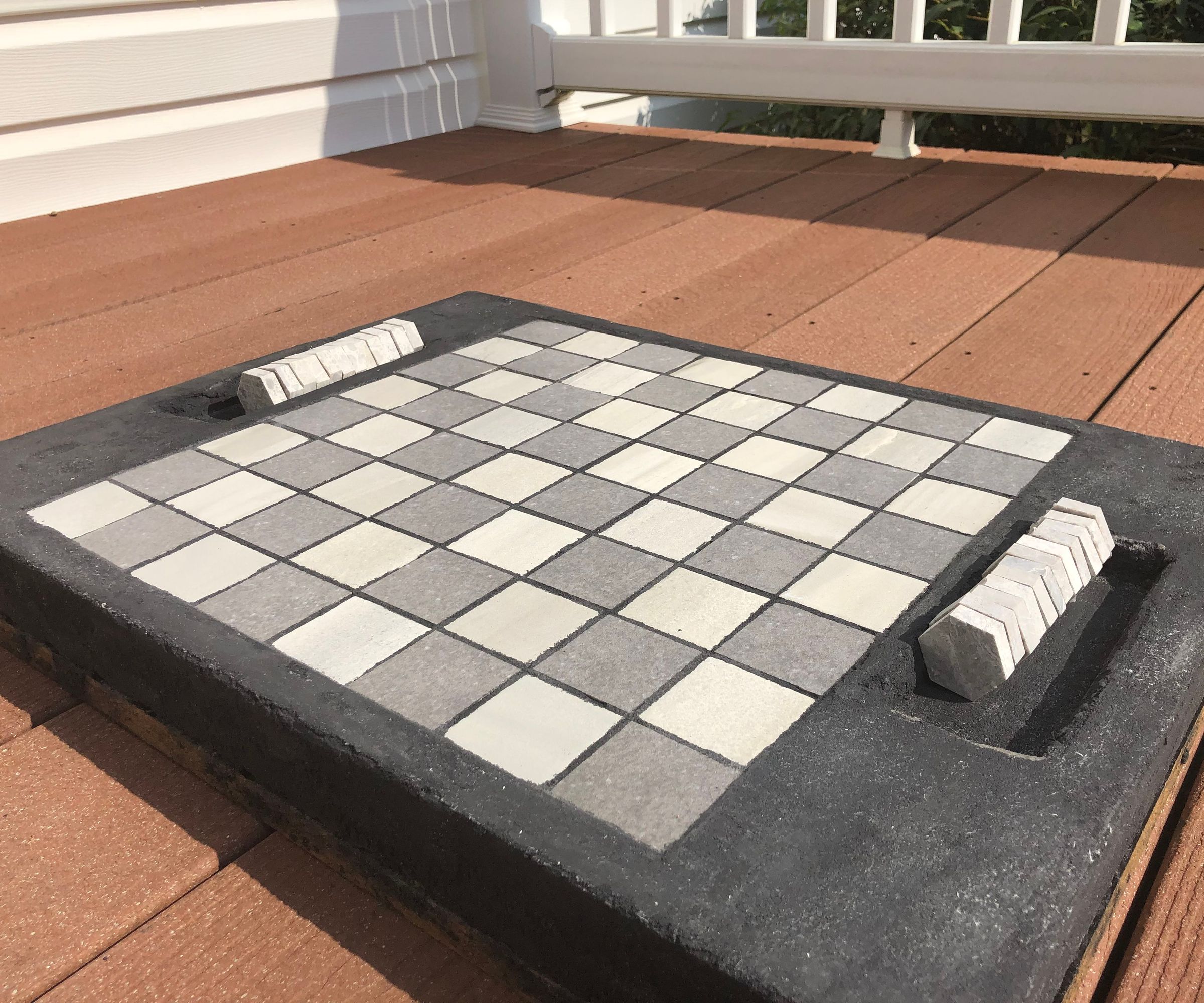 Concrete Checkerboard With Pieces